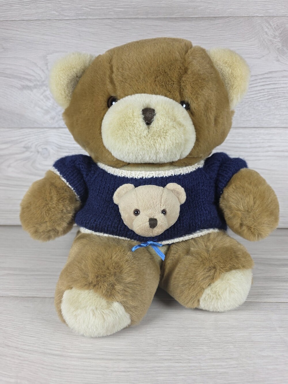 AMC Plush Teddy Bear w Navy Sweater 14" Vintage S SU37